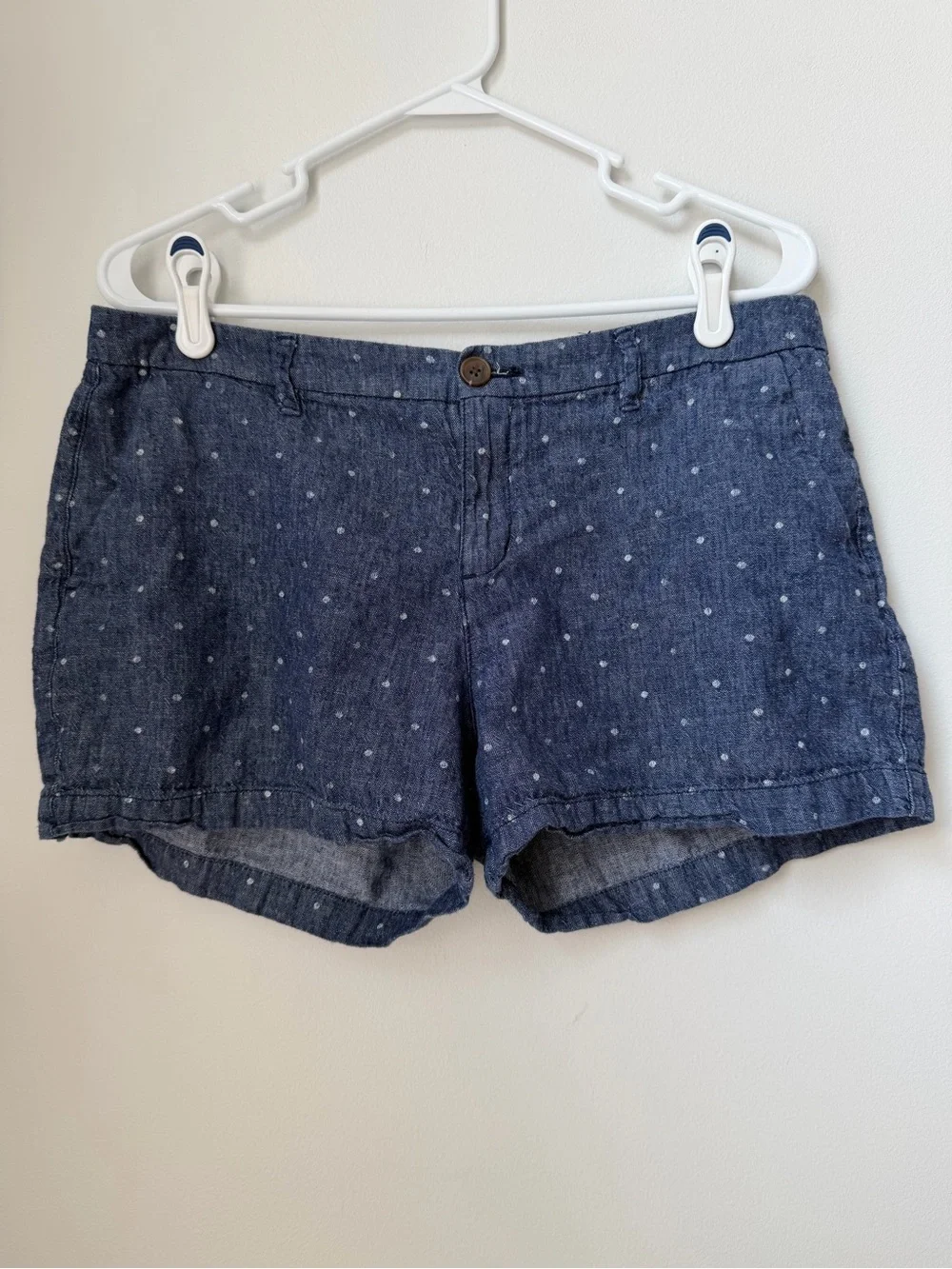 Old Navy Women's Everyday Shorts Size 12 Polka Dot Linen Cotton Chambray Chino
